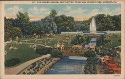 Hershey Park Sunken Garden and Electric Fountain Pennsylvania Postcard Postcard Postcard