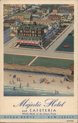 Majestic Hotel and Cafeteria, Ocean Grove, NJ Postcard