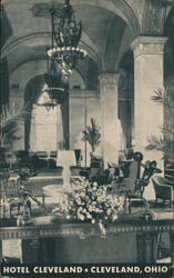 Hotel Cleveland Lobby, Public Square, Cleveland, OH Postcard