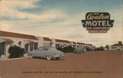 Avalon Motel on US 99 North of Fresno, California Postcard