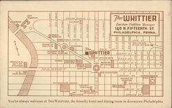 The Whittier Hotel, Downtown Philadelphia Map Pennsylvania Postcard Postcard Postcard