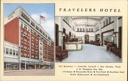 Travelers Hotel, San Antonio, TX - Lobby & Exterior Texas Postcard Postcard Postcard