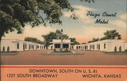 Plaza Court Motel, Wichita, Kansas Postcard