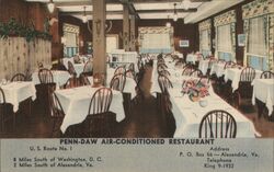 Penn-Daw Air-Conditioned Restaurant Interior, Alexandria, VA Virginia Postcard Postcard Postcard