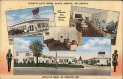 Olympic Auto Hotel, Santa Monica, CA - Linen Postcard Postcard