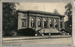 Post Office, Brazil, Indiana Postcard