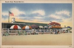 Beach Club, Watch Hill, Rhode Island Linen Postcard Postcard