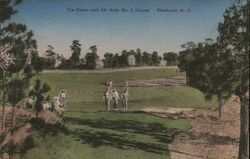 Pinehurst NC No. 2 Course 5th Hole Green Linen Postcard North Carolina Postcard Postcard