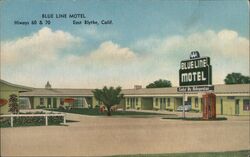 Blue Line Motel, East Blythe, CA - Linen Postcard Postcard