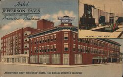 Hotel Jefferson Davis, Anniston, Alabama - Linen Postcard Postcard