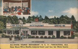 All-States Tourist Restaurant, U.S. 11, Tuscaloosa, AL Alabama Postcard Postcard Postcard