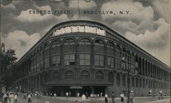 Ebbets Field Exterior View Linen Postcard Brooklyn NY New York Postcard Postcard