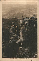 Pulpit Rock, Cragsmoor, NY - Linen Postcard New York Postcard Postcard