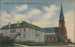 St. Joseph's School and Church, Middletown, NY Postcard