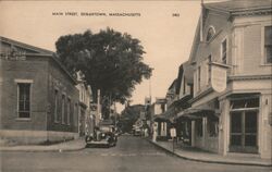 Main Street, Edgartown, Massachusetts - Linen Postcard Postcard