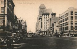 Broad Street, Newark, NJ - Vintage Linen Postcard Postcard