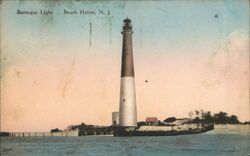 Barnegat Light, Beach Haven, NJ Linen Postcard New Jersey Postcard Postcard