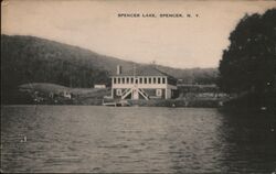 Spencer Lake Boat House, Spencer NY Postcard