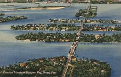 Venetian Islands in Biscayne Bay, Miami, Florida Postcard