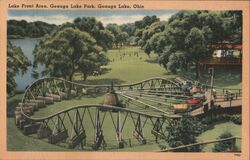 Geauga Lake Park, Lake Front Area Roller Coaster Ohio Postcard Postcard Postcard