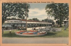 Picnic Pavilion and Kiddie Playland, Geauga Lake Park Ohio Postcard Postcard Postcard