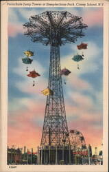 Parachute Jump Tower at Steeplechase Park, Coney Island, NY Postcard