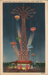 75' Parachute Jump at Steeplechase Park, Coney Island, NY Postcard