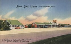 Stone Fort Motel, Nacogdoches, TX - Linen Postcard Postcard