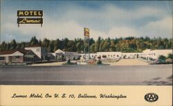 Lumac Motel, Bellevue WA on US 10 East of Floating Bridge Washington Postcard Postcard Postcard