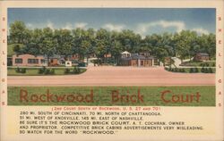 Rockwood Brick Court, Rockwood TN - Linen Postcard Tennessee Postcard Postcard