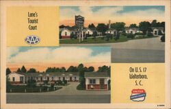 Lane's Tourist Court, Walterboro SC, US 17 South Carolina Postcard Postcard Postcard