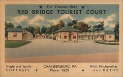 Red Bridge Tourist Court, Chambersburg, PA Pennsylvania Postcard Postcard Postcard