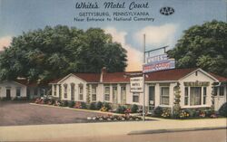 White's Motel Court, Gettysburg, PA Postcard