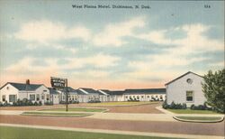 West Plains Motel, Dickinson, ND - Linen Postcard Postcard