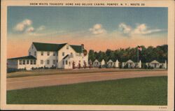 Snow White Tourists Home & Deluxe Cabins, Pompey NY, Route 20 Postcard