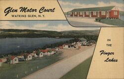 Glen Motor Court, Watkins Glen, NY, on Seneca Lake Postcard