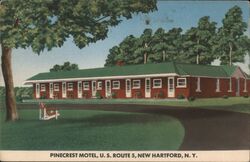 Pinecrest Motel, U.S. Route 5, New Hartford, NY Postcard