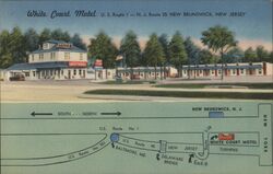 White Court Motel, US 1 & NJ 25, New Brunswick, NJ Postcard