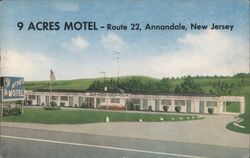 9 Acres Motel - Route 22, Annandale, NJ New Jersey Postcard Postcard Postcard