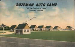 Bozeman Auto Camp, Bozeman, MT - Linen Postcard Montana Postcard Postcard