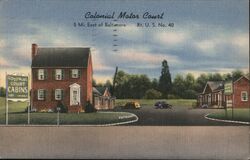 Colonial Motor Court, Baltimore MD - Linen Postcard Postcard