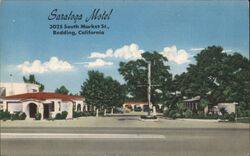 Saratoga Motel, 3025 South Market St., Redding, CA Postcard