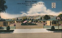 Ramona Motel, Hemet, California Postcard