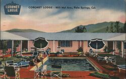 Coronet Lodge, Palm Springs, CA - Poolside View Postcard