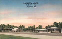 Rainbow Motel, US 301 and 25, Ludowici, GA Georgia Postcard Postcard Postcard