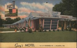 Gary's Motel, Atlanta, GA - Linen Postcard Postcard