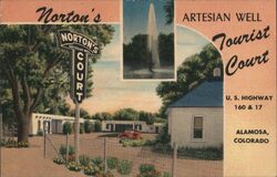 Norton's Artesian Well Tourist Court, Alamosa, Colorado Postcard