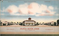 Salinas Motor Lodge, Salinas CA - Linen Postcard Postcard