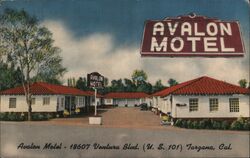 Avalon Motel, 18607 Ventura Blvd., Tarzana, CA Postcard