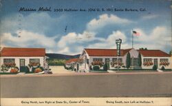 Mission Motel, Santa Barbara, CA - Linen Postcard California Postcard Postcard